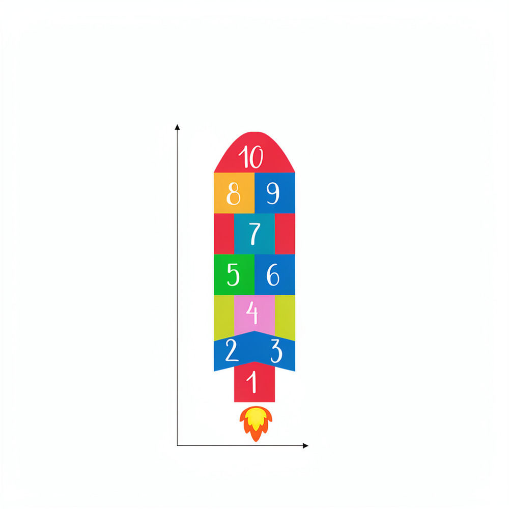 Kids Education Activities - Autocollant mural créatif Rocket Hopscotch pour