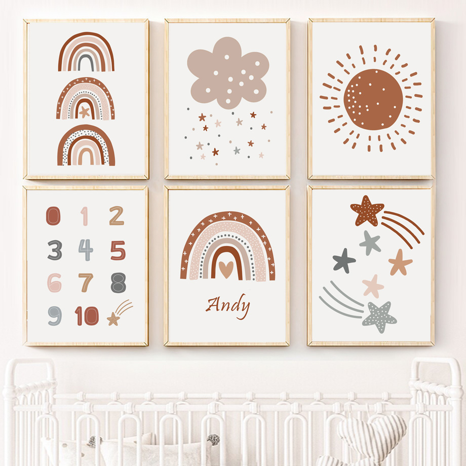 Kids Education Name - Affiche bohème pour chambre d'enfant, impression